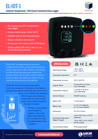 Thumbnail of document Data Sheet - EL-IOT-1 WiFi Cloud-Connected Ambient Temperature Data Logger